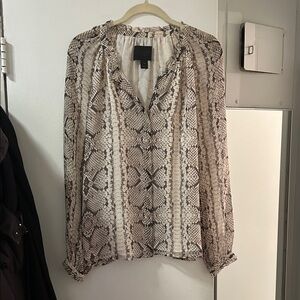 J. Crew Cream and Brown Snakeskin Blouse